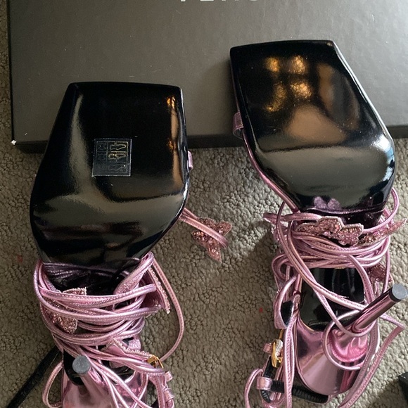 Versace x Dua Lipa Limited Edition Pink Metallic Butterfly Sandals Size 39 - Picture 7 of 15
